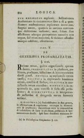 Cap. V. De Generibus Probabilitatis