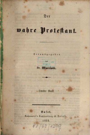 Der wahre Protestant. 2, 2. 1853