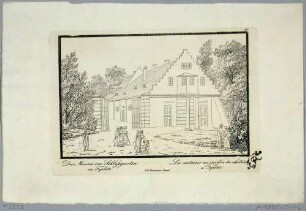 Die Meierei im Schlossgarten in Teplitz (heute Teplice) in Böhmen, Tschechien, Teil einer Reihe böhmischer Stadt- und Landschaftsansichen bei F. R. Naumann um 1830