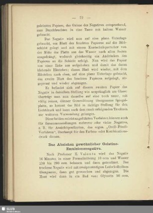 Das Abziehen gewöhnlicher Gelatine-Emulsionsnegative