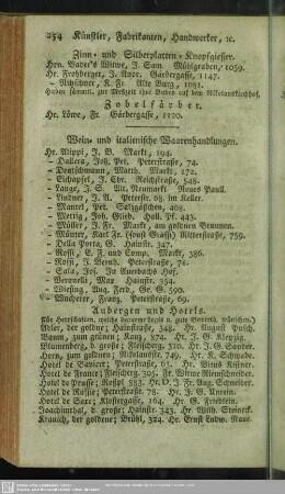 Aubergen, Hotels, Gasthöfe, …