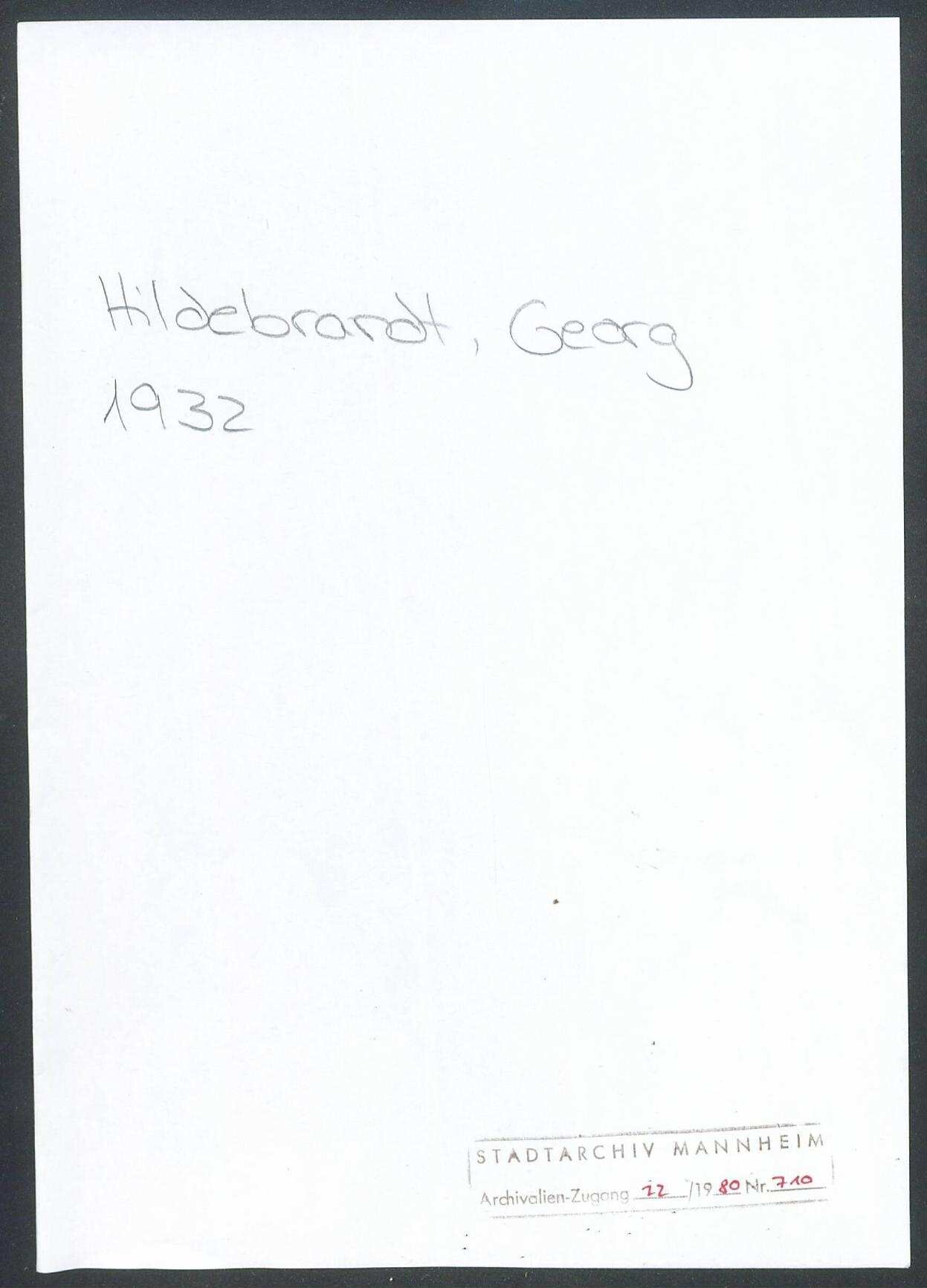 Hildebrand, Georg, Berlin z. Zt. Nassau, an Wichert | Digitalisierung: MARCHIVUM Mannheim