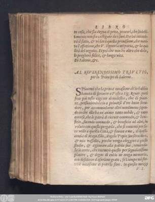Al Reverendissimo Triultio, per lo Principe di Salerno.