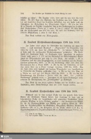 B. Sculteti Kirchenbaurechnungen 1594 bis 1610