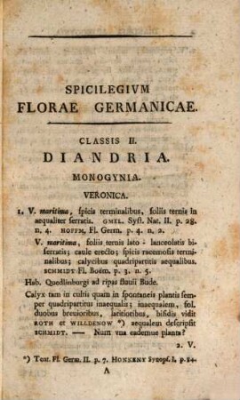 Spicilegivm Florae Germanicae, Pars prior : Cvm Tabvlis Aeneis