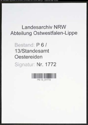 Heiratsregister Standesamt Oestereiden