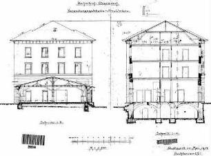 Oberndorf (Neckar): Verwaltungsgebäude mit Anbau Querschnitte,Giebelansicht