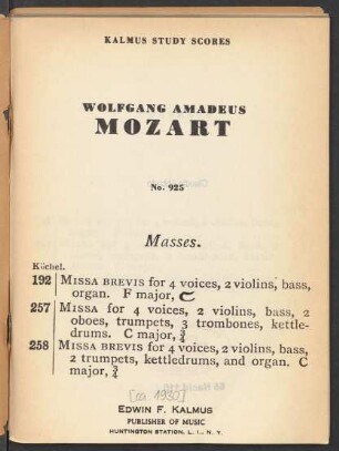 Masses : [KV 192, 257, 258]