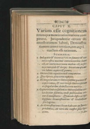 Caput X. Variam esse cognitionem rerum quae mentis ratiocinatione comparatur.