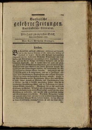 Fünf und zwanzigstes Stück, den 21ten Junius, 1788.