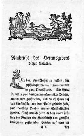 Nachricht des Herausgebers dieser Blätter