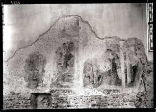 Aufgedecktes wandbild in der Kirche, Nordwand