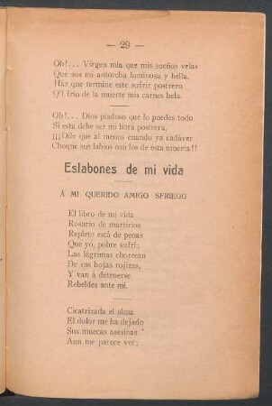 Eslabones de mi vida : A mi querido amigo Sfriegg