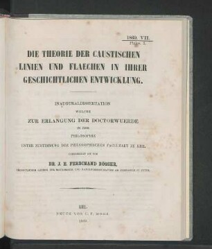 Die Theorie Der Caustischen Linien Und Flaechen In Ihrer Geschichtlichen Entwicklung.
