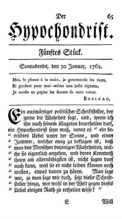 Fünftes Stück. Sonnabends, den 30 Januar, 1762.