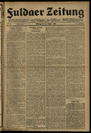 Erste Ausgabe vom Montag, den 13. Januar 1913.