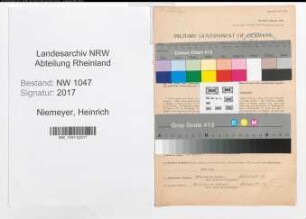 Entnazifizierung Heinrich Niemeyer , geb. 02.02.1907 (Schlosser)