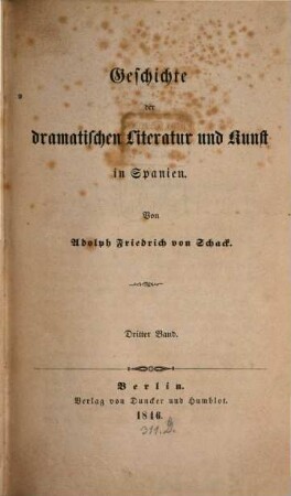Geschichte der dramatischen Literatur und Kunst in Spanien, 3