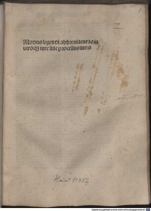 Modus legendi abbreviaturas in utroq[ue] iure siue processus iuris