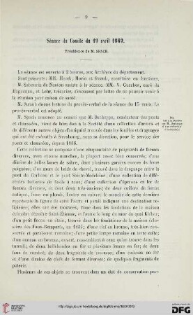 Séance du Comité du 19 avril 1869