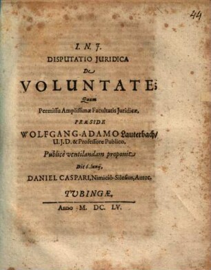 Disputatio Juridica De Voluntate