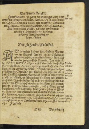 Der Zehende Artickel.