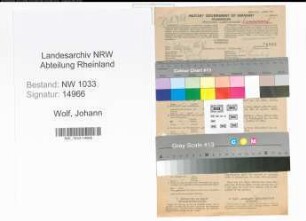 Entnazifizierung Johann Wolf , geb. 07.06.1894 (Arbeiter)