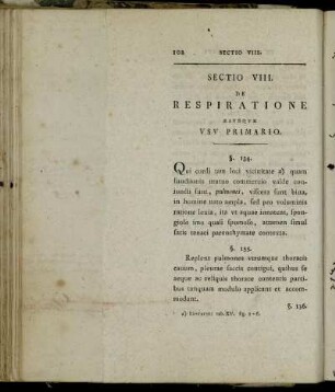 Sectio VIII. De Respiratione Eiusque Usu Primario