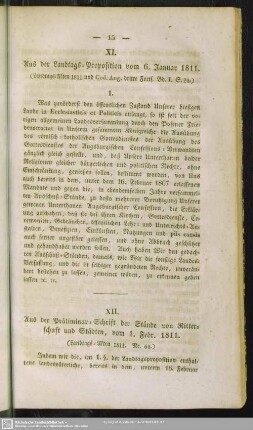 XI. Aus der Landtags-Proposition von 6. Januar 1811