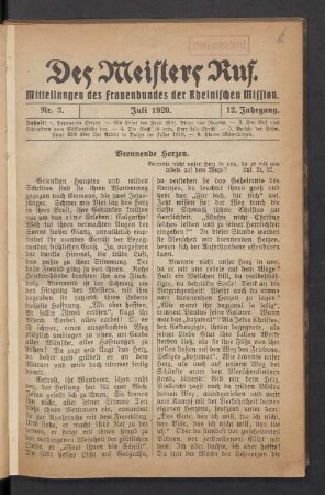 Nr. 3. Juli 1920. 12. Jahrgang