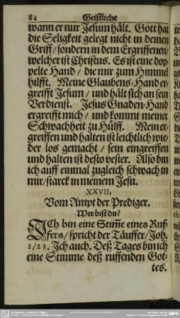 XXVII. Vom Ampt der Prediger