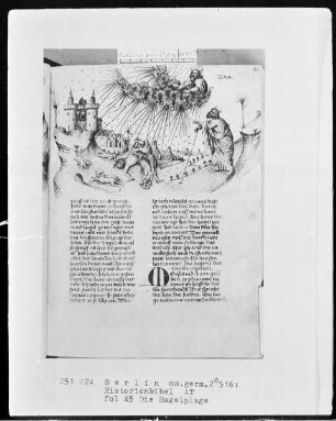 Historienbibel des Alten Testaments — Die Hagelplage, Folio 45recto