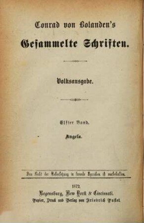 Conrad von Bolanden's Gesammelte Schriften. 11, Angela : socialer Roman
