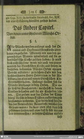 Das Andere Capitel. Von denen unterschiedenen Münchs-Orden