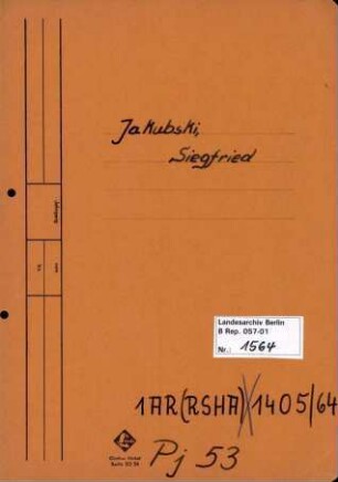 Personenheft Siegfried Jakubski (*11.09.1918), SS-Untersturmführer