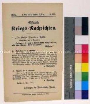 Kriegsdepesche des Norddeutschen Bundes über die Besetzung von Orléans und die Kriegsereignisse vom 4.12.1870 in Rouen