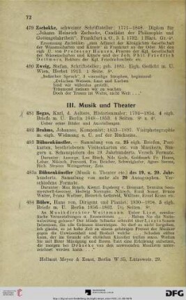 III. Musik und Theater (Nr. 481-540)