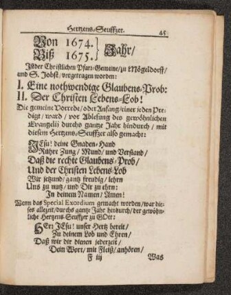 Von 1674. Biß 1675. Jahr