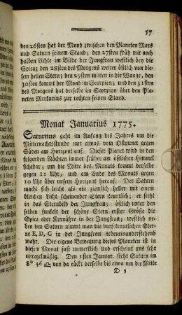 Monat Januarius 1775.