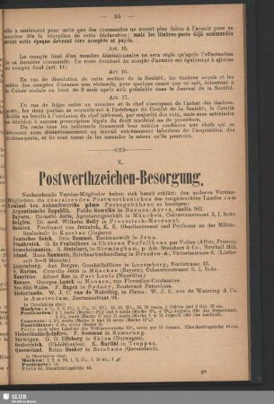 X. Postwerthzeichen-Besorgung