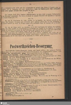 X. Postwerthzeichen-Besorgung