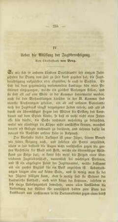 IV. Ueber die Ablösung der Jagdberechtigung. : Vom Oberforstrath von Berg.