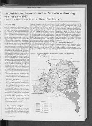 Sozialstruktureller Wandel in der inneren Stadt Hamburgs 1970 bis 1987. Faktor 1: Gentrifizierung