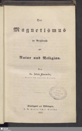 Der Magnetismus im Verhältnisse zur Natur und Religion