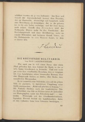 Die kreisende Weltfabrik