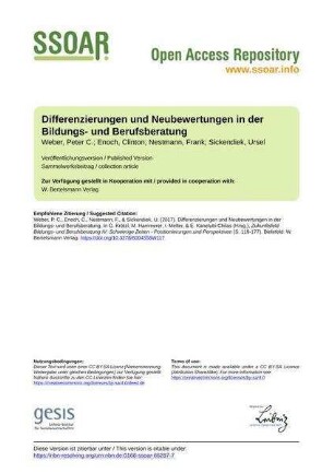Differenzierungen und Neubewertungen in der Bildungs- und Berufsberatung