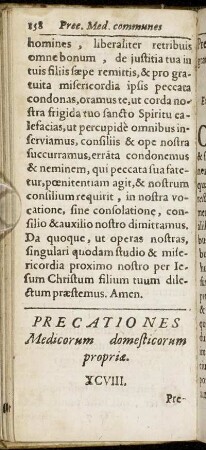 Precationes Medicorum domesticorum propriæ.