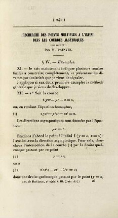 Recherche des points multiples a l'infini dans les courbes algébriques.