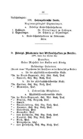 Königl. Akademie der Wissenschaften zu Berlin