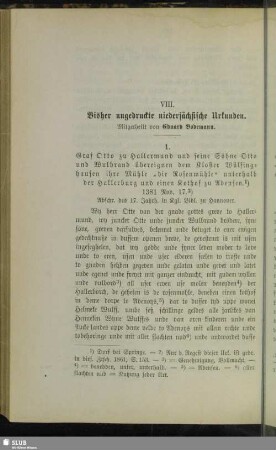 VIII. Bisher ungedruckte niedersächsische Urkunden